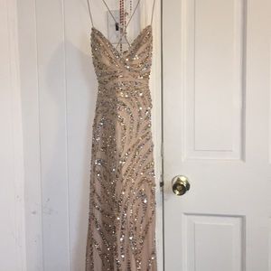 Champagne color prom dress